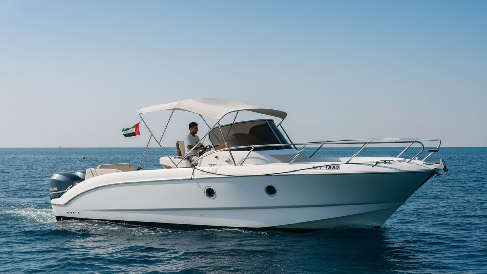 Sunset Victor 30 ft yacht exterior, premium Dubai rental
