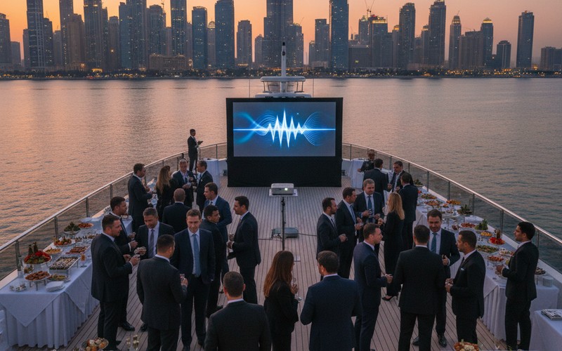 Corporate yacht dinner event Dubai with business clients