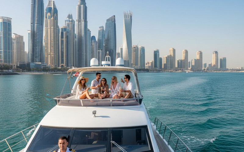 Private yacht charter Dubai — exclusive vessel for your group, Marina and Palm routes
