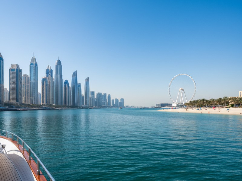 2-hour yacht route: Dubai Marina skyline, JBR Beach and Ain Dubai Ferris wheel