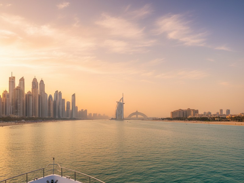 4-5 hour grand coastal yacht tour panorama: full Dubai waterfront from sea