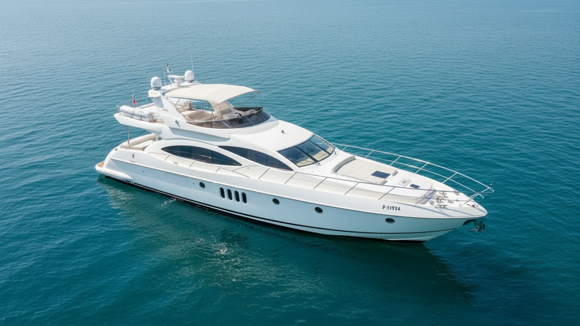 Aerial view of Royal Jewel 68 ft yacht rental Dubai