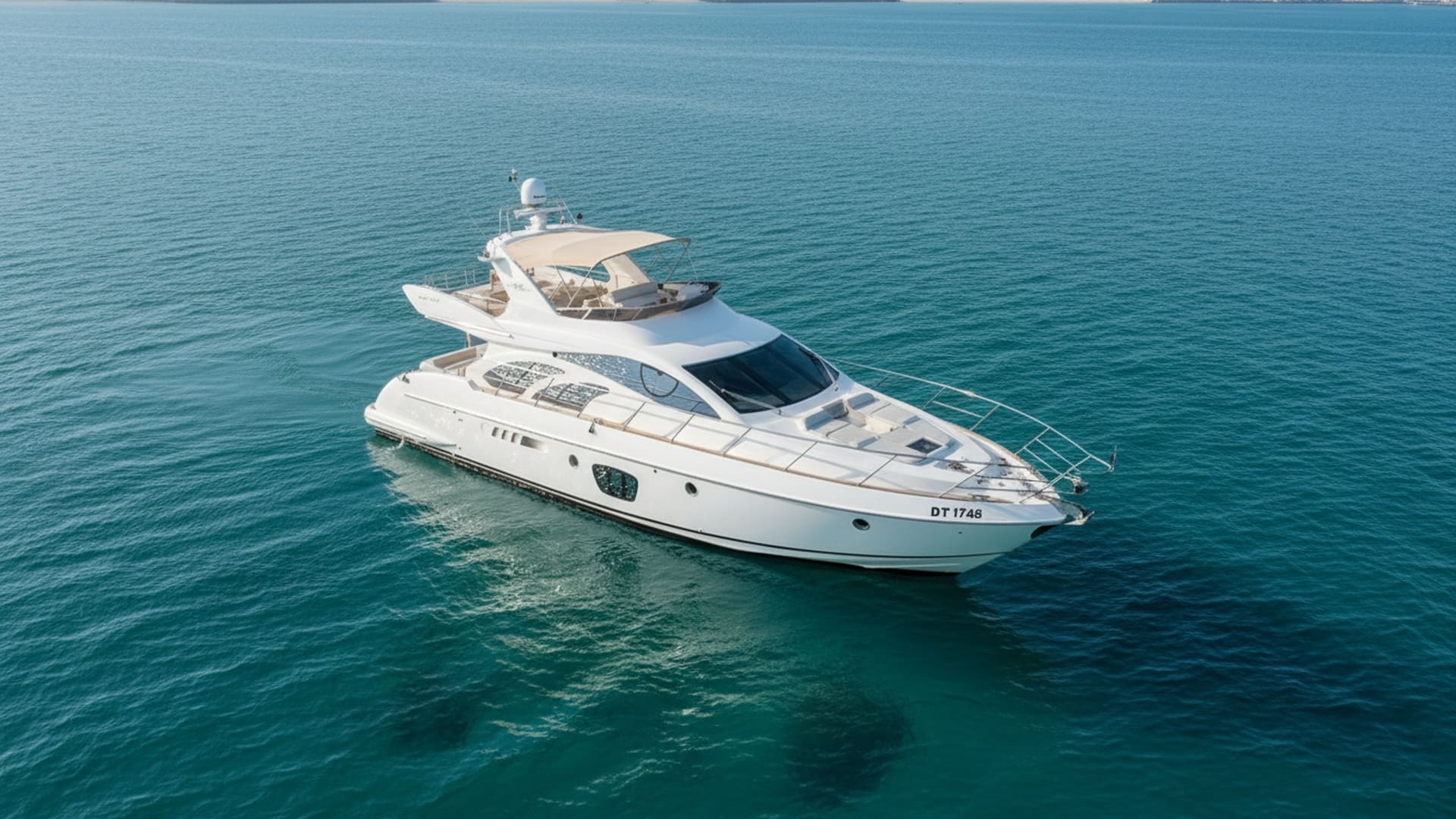 Ruby Explorer 55 ft yacht, breathtaking aerial view over Dubai Marina