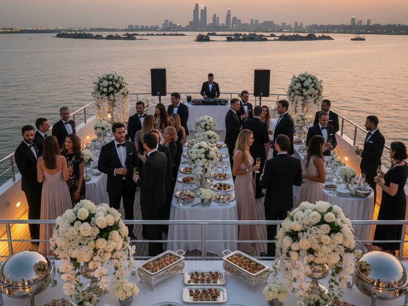 Platinum Package — luxury gala event on 75ft superyacht Dubai