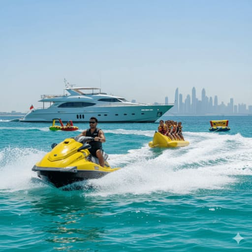Luxury yacht watersports activities in Dubai.